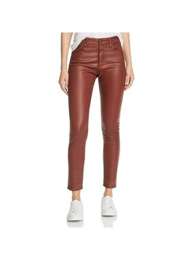 Ag Adriano Goldschmied High-Rise Coated Skinny Jeans - Rust